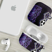 Purple Aotearoa AirPods Case Taniko Motifs With Paua Shell Kowhaiwhai - Polynesian Pride