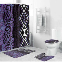 Purple Aotearoa Bathroom Set Taniko Motifs With Paua Shell Kowhaiwhai - Polynesian Pride