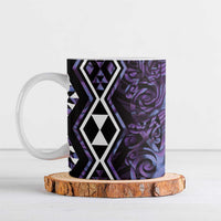 Purple Aotearoa Ceramic Mug Taniko Motifs With Paua Shell Kowhaiwhai - Polynesian Pride