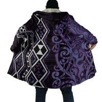 Purple Aotearoa Cloak Taniko Motifs With Paua Shell Kowhaiwhai - Polynesian Pride
