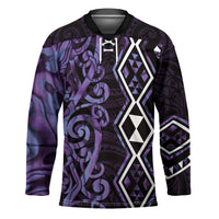 Purple Aotearoa Hockey Jersey Taniko Motifs With Paua Shell Kowhaiwhai LT14 Unisex Purple - Polynesian Pride