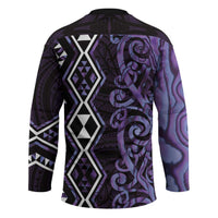 Purple Aotearoa Hockey Jersey Taniko Motifs With Paua Shell Kowhaiwhai - Polynesian Pride