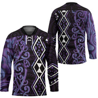 Purple Aotearoa Hockey Jersey Taniko Motifs With Paua Shell Kowhaiwhai LT14 - Polynesian Pride