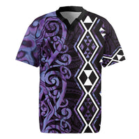 Purple Aotearoa Rugby Jersey Taniko Motifs With Paua Shell Kowhaiwhai