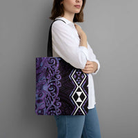 Purple Aotearoa Tote Bag Taniko Motifs With Paua Shell Kowhaiwhai - Polynesian Pride