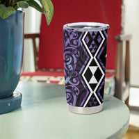 Purple Aotearoa Tumbler Cup Taniko Motifs With Paua Shell Kowhaiwhai