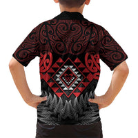 Aotearoa Kiwi Taniko Family Matching Short Sleeve Bodycon Dress and Hawaiian Shirt Silver Fern With Maori Koru Pattern