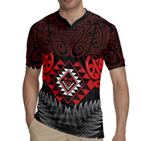 Aotearoa Kiwi Taniko Rugby Jersey Silver Fern With Maori Koru Pattern