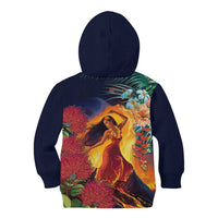 Hawaii Kilauea Big Islands Kid Hoodie Pele Goddess With Tropical Flowers