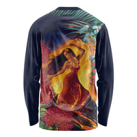 Hawaii Kilauea Big Islands Long Sleeve Shirt Pele Goddess With Tropical Flowers