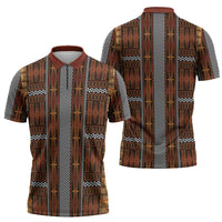 Malo e Lelei Tonga Zipper Polo Shirt Tongan Ngatu Tapa Cloth - Polynesian Pride