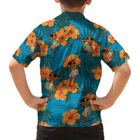 Hawaii Luau Party Family Matching Long Sleeve Bodycon Dress and Hawaiian Shirt Dancing Girl Tropical Flowers LT14 - Polynesian Pride