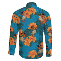 Hawaii Luau Party Family Matching Long Sleeve Bodycon Dress and Hawaiian Shirt Dancing Girl Tropical Flowers LT14 - Polynesian Pride