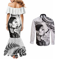 New Zealand Women's Day Couples Matching Mermaid Dress and Long Sleeve Button Shirt Aotearoa Kia Whakapumau Te Mana Wahine LT14 - Polynesian Pride