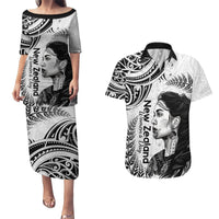New Zealand Women's Day Couples Matching Puletasi and Hawaiian Shirt Aotearoa Kia Whakapumau Te Mana Wahine LT14 White - Polynesian Pride