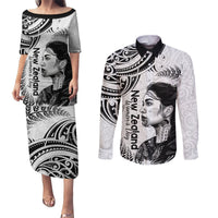 New Zealand Women's Day Couples Matching Puletasi and Long Sleeve Button Shirt Aotearoa Kia Whakapumau Te Mana Wahine LT14 White - Polynesian Pride