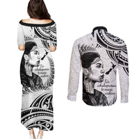 New Zealand Women's Day Couples Matching Puletasi and Long Sleeve Button Shirt Aotearoa Kia Whakapumau Te Mana Wahine LT14 - Polynesian Pride