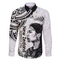 New Zealand Women's Day Family Matching Off Shoulder Short Dress and Hawaiian Shirt Aotearoa Kia Whakapumau Te Mana Wahine LT14 Dad's Shirt - Long Sleeve White - Polynesian Pride