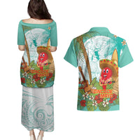 Hawaii Cinco de Mayo Couples Matching Puletasi and Hawaiian Shirt Chili Pepper Hula Girl Tropical Vibes