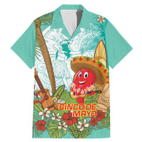 Hawaii Cinco de Mayo Family Matching Mermaid Dress and Hawaiian Shirt Chili Pepper Hula Girl Tropical Vibes LT14 Dad's Shirt - Short Sleeve Turquoise - Polynesian Pride