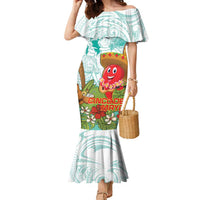 Hawaii Cinco de Mayo Family Matching Mermaid Dress and Hawaiian Shirt Chili Pepper Hula Girl Tropical Vibes LT14 Mom's Dress Turquoise - Polynesian Pride