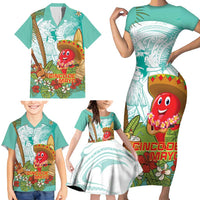 Hawaii Cinco de Mayo Family Matching Short Sleeve Bodycon Dress and Hawaiian Shirt Chili Pepper Hula Girl Tropical Vibes LT14 - Polynesian Pride