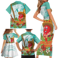 Hawaii Cinco de Mayo Family Matching Short Sleeve Bodycon Dress and Hawaiian Shirt Chili Pepper Hula Girl Tropical Vibes LT14 - Polynesian Pride