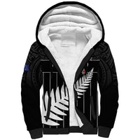 Custom New Zealand Silver Fern Cricket Sherpa Hoodie Aotearoa Maori Go Black Cap LT14 Unisex Black - Polynesian Pride