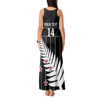 Custom New Zealand Silver Fern Cricket Tank Maxi Dress Aotearoa Maori Go Black Cap LT14 - Polynesian Pride