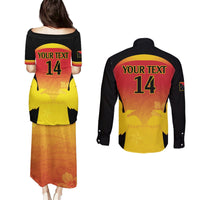Custom Papua New Guinea Cricket Couples Matching Puletasi and Long Sleeve Button Shirt 2024 Go PNG LT14 - Polynesian Pride