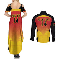 Custom Papua New Guinea Cricket Couples Matching Summer Maxi Dress and Long Sleeve Button Shirt 2024 Go PNG LT14 - Polynesian Pride