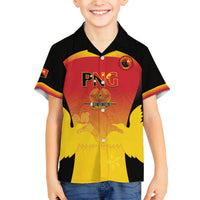 Custom Papua New Guinea Cricket Family Matching Puletasi and Hawaiian Shirt 2024 Go PNG LT14 Son's Shirt Black - Polynesian Pride