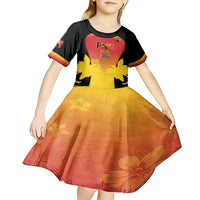 Custom Papua New Guinea Cricket Kid Short Sleeve Dress 2024 Go PNG
