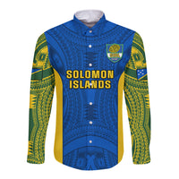 Solomon Islands Rugby Long Sleeve Button Shirt Pacific Go Solies LT14 Unisex Blue - Polynesian Pride