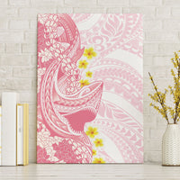 Pink Hawaii Shark Tattoo Canvas Wall Art Puakenikeni Lei Plumeria Polynesian Pattern