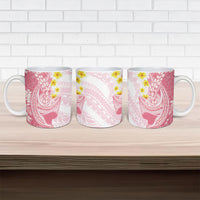Pink Hawaii Shark Tattoo Ceramic Mug Puakenikeni Lei Plumeria Polynesian Pattern