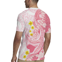 Pink Hawaii Shark Tattoo Rugby Jersey Puakenikeni Lei Plumeria Polynesian Pattern LT14 - Polynesian Pride