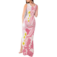 Pink Hawaii Shark Tattoo Tank Maxi Dress Puakenikeni Lei Plumeria Polynesian Pattern