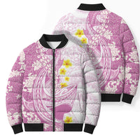 Purple Hawaii Shark Tattoo Bomber Puffer Jacket Puakenikeni Lei Plumeria Polynesian Pattern