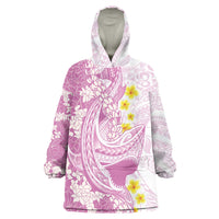 Purple Hawaii Shark Tattoo Wearable Blanket Hoodie Puakenikeni Lei Plumeria Polynesian Pattern
