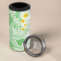 Green Hawaii Shark Tattoo 4 in 1 Can Cooler Tumbler Puakenikeni Lei Plumeria Polynesian Pattern