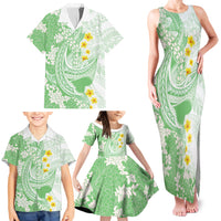 Green Hawaii Shark Tattoo Family Matching Tank Maxi Dress and Hawaiian Shirt Puakenikeni Lei Plumeria Polynesian Pattern LT14 - Polynesian Pride