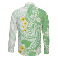Green Hawaii Shark Tattoo Family Matching Tank Maxi Dress and Hawaiian Shirt Puakenikeni Lei Plumeria Polynesian Pattern LT14 - Polynesian Pride