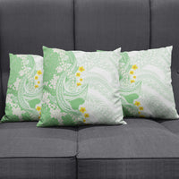 Green Hawaii Shark Tattoo Pillow Cover Puakenikeni Lei Plumeria Polynesian Pattern