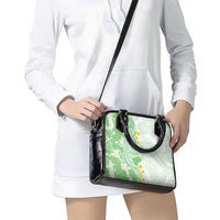 Green Hawaii Shark Tattoo Shoulder Handbag Puakenikeni Lei Plumeria Polynesian Pattern