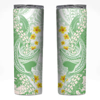 Green Hawaii Shark Tattoo Skinny Tumbler Puakenikeni Lei Plumeria Polynesian Pattern LT14 Green - Polynesian Pride