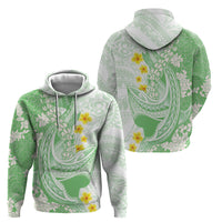 Green Hawaii Shark Tattoo Zip Hoodie Puakenikeni Lei Plumeria Polynesian Pattern LT14 - Polynesian Pride