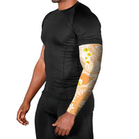 Orange Hawaii Shark Tattoo Arm Sleeves Puakenikeni Lei Plumeria Polynesian Pattern