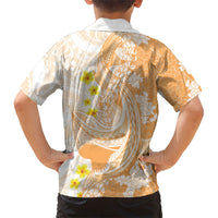 Orange Hawaii Shark Tattoo Family Matching Puletasi and Hawaiian Shirt Puakenikeni Lei Plumeria Polynesian Pattern LT14 - Polynesian Pride
