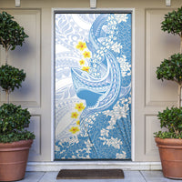 Blue Hawaii Shark Tattoo Door Cover Puakenikeni Lei Plumeria Polynesian Pattern